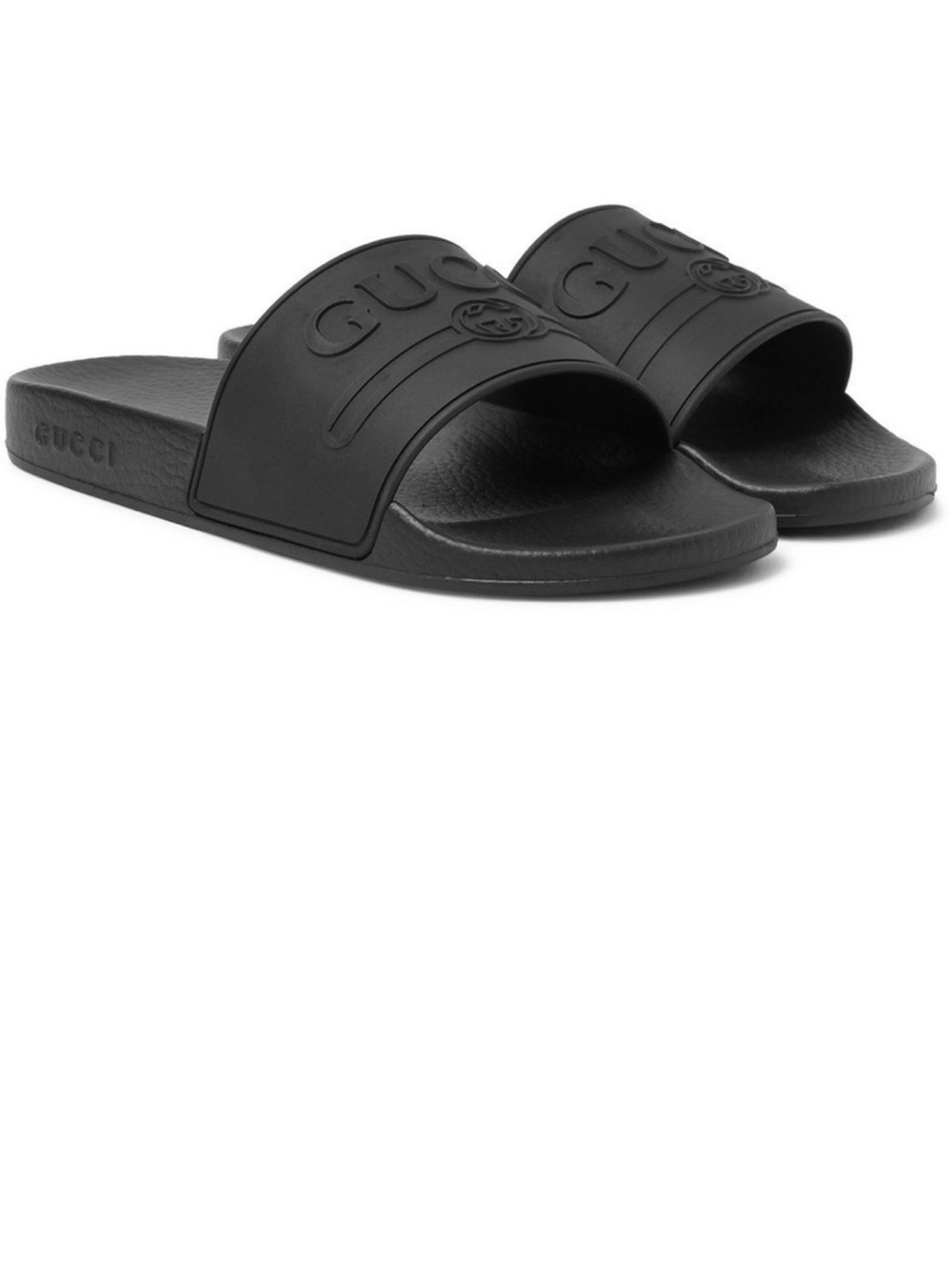 Gucci Matte Black Logo Slide Sandals
